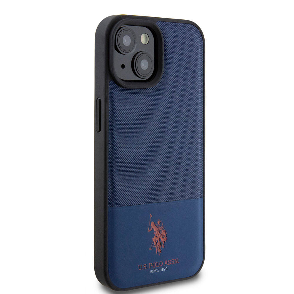 U.S. Polo Assn. iPhone 15 Orjinal Lisanslı Suni Deri Arka Yüzey Baskı Logolu Örgü Desenli Telefon Kılıfı - 18