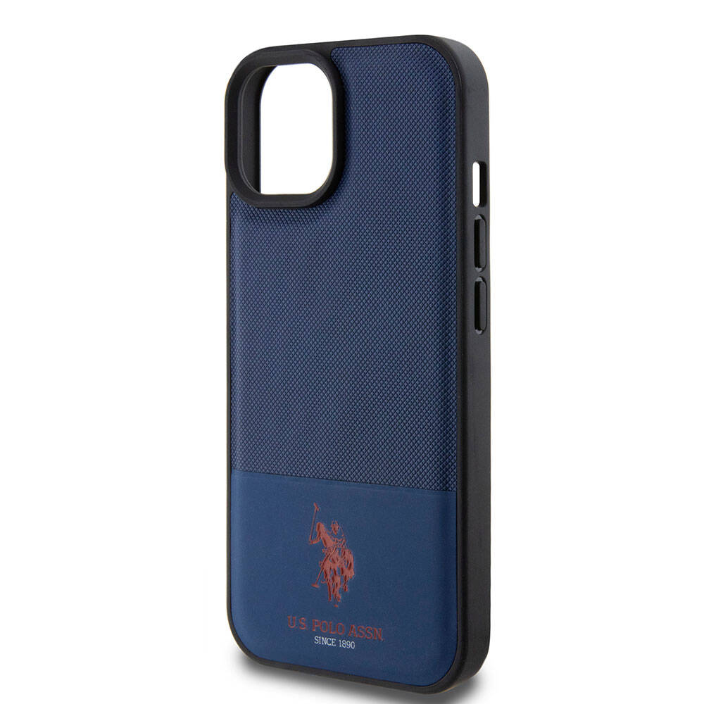 U.S. Polo Assn. iPhone 15 Orjinal Lisanslı Suni Deri Arka Yüzey Baskı Logolu Örgü Desenli Telefon Kılıfı - 20