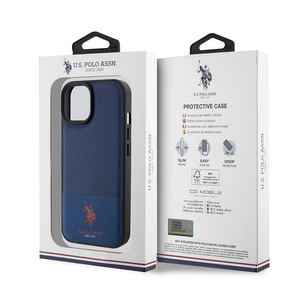 U.S. Polo Assn. iPhone 15 Orjinal Lisanslı Suni Deri Arka Yüzey Baskı Logolu Örgü Desenli Telefon Kılıfı - 22