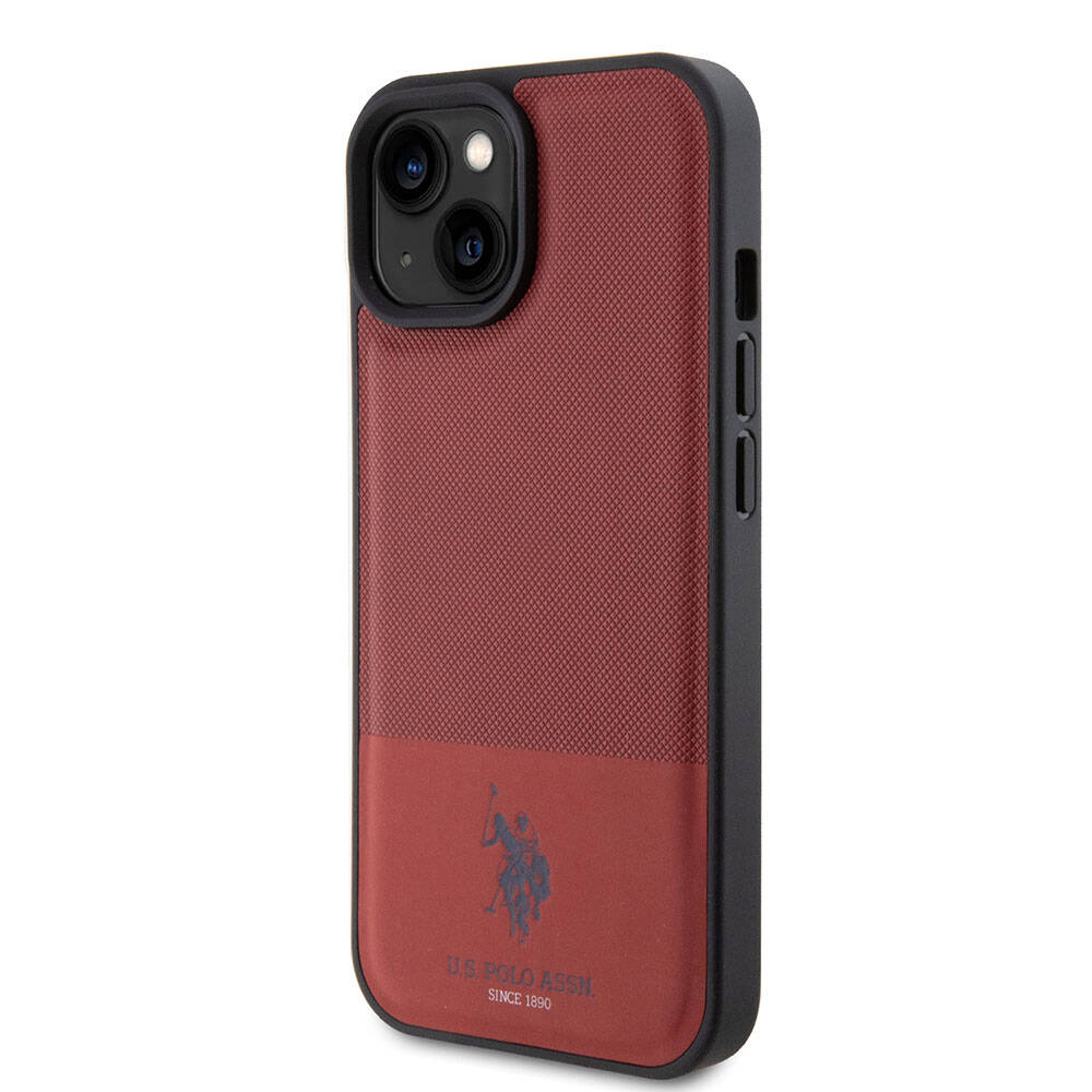 U.S. Polo Assn. iPhone 15 Orjinal Lisanslı Suni Deri Arka Yüzey Baskı Logolu Örgü Desenli Telefon Kılıfı - 23