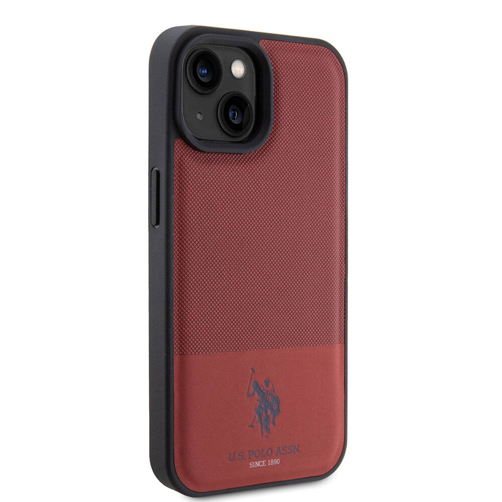 U.S. Polo Assn. iPhone 15 Orjinal Lisanslı Suni Deri Arka Yüzey Baskı Logolu Örgü Desenli Telefon Kılıfı - 25