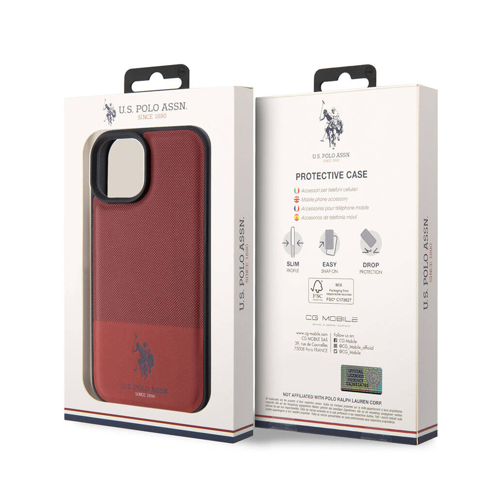 U.S. Polo Assn. iPhone 15 Orjinal Lisanslı Suni Deri Arka Yüzey Baskı Logolu Örgü Desenli Telefon Kılıfı - 29