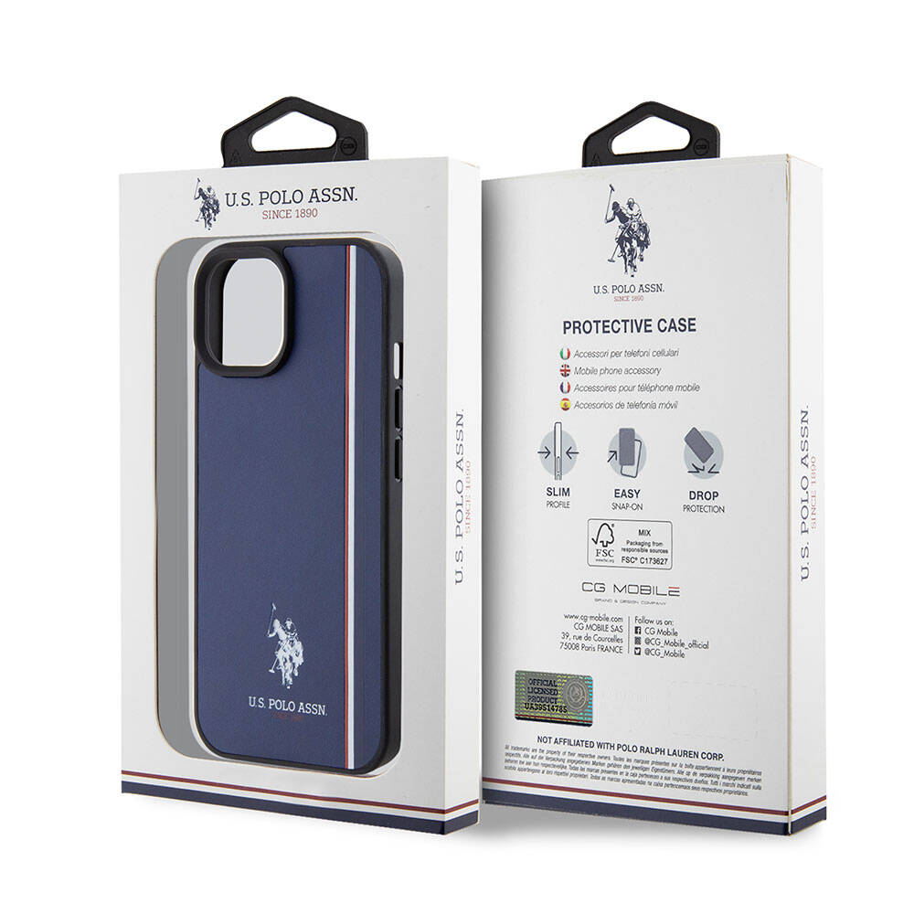 U.S. Polo Assn. iPhone 15 Orjinal Lisanslı Üç Renk Şerit Tasarımlı Baskı Logolu Telefon Kılıfı - 22
