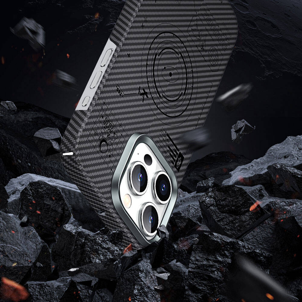 Wiwu KJZ-017 iPhone 15 Karbon Fiber 600D Explore Kevlar Kılıf