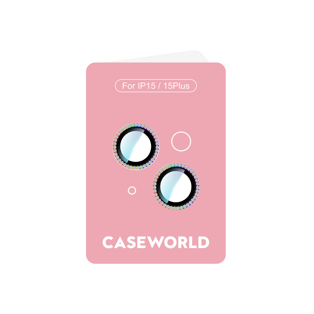 CaseWorld Alloy Sparkling Diamond Serisi iPhone 15 Plus Taşlı Lens Koruyucu