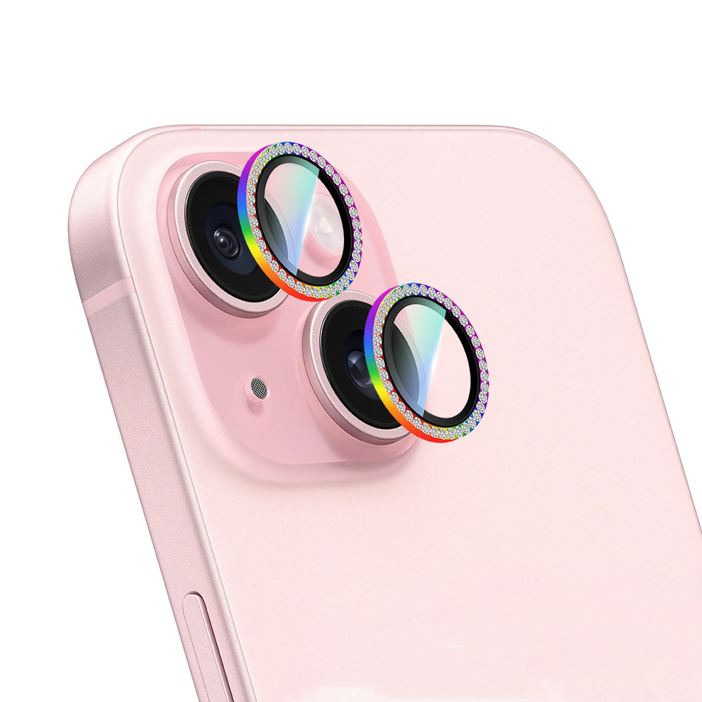 CaseWorld Alloy Sparkling Diamond Serisi iPhone 15 Plus Taşlı Lens Koruyucu
