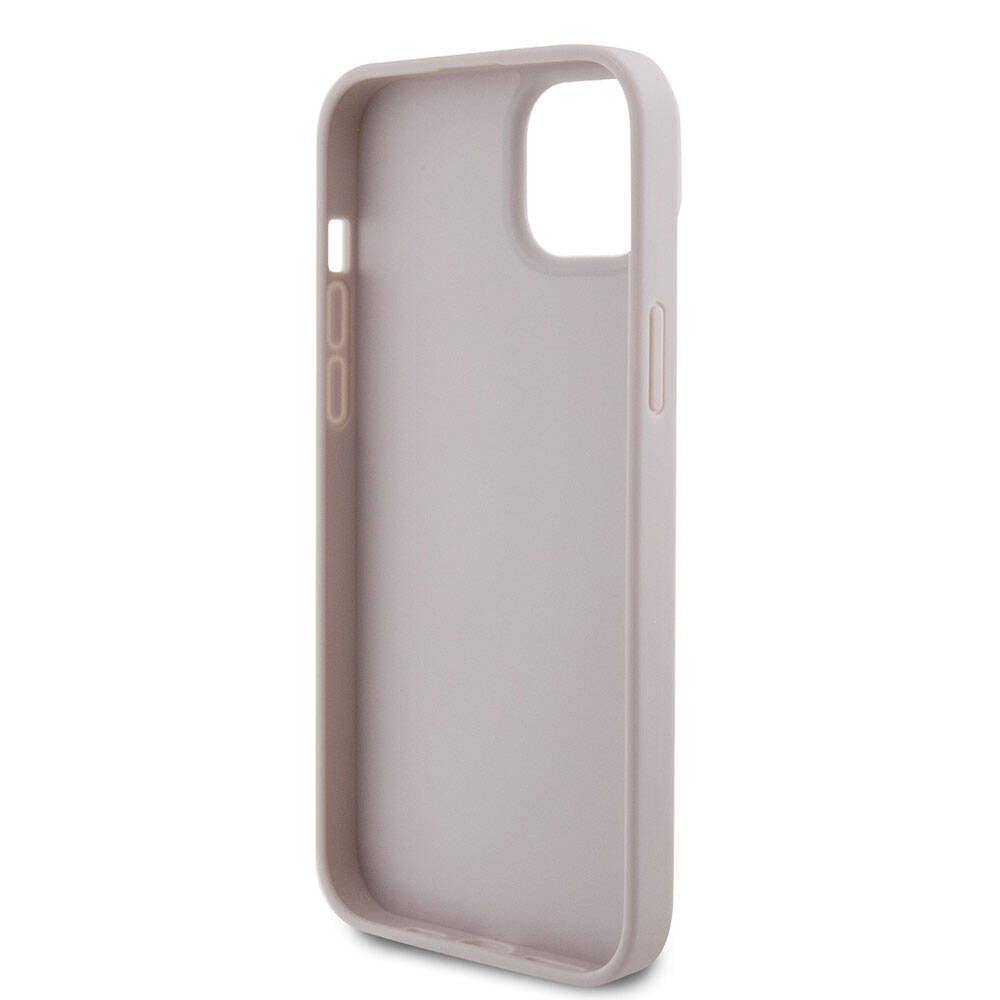Guess iPhone 15 Plus Orjinal Lisanslı PU Deri Taşlı Üçgen Logo 4G Desenli Telefon Kılıfı - 6