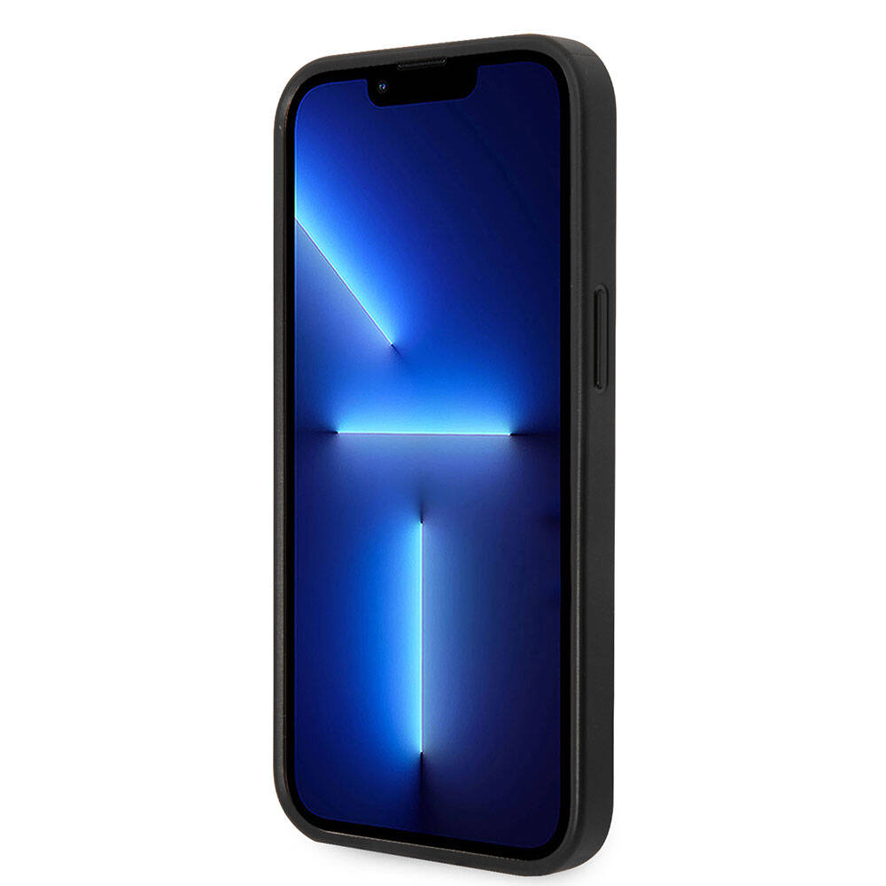 Guess iPhone 15 Plus Orjinal Lisanslı PU Deri Yazı ve 4G Metal Logolu Desenli Telefon Kılıfı - 4