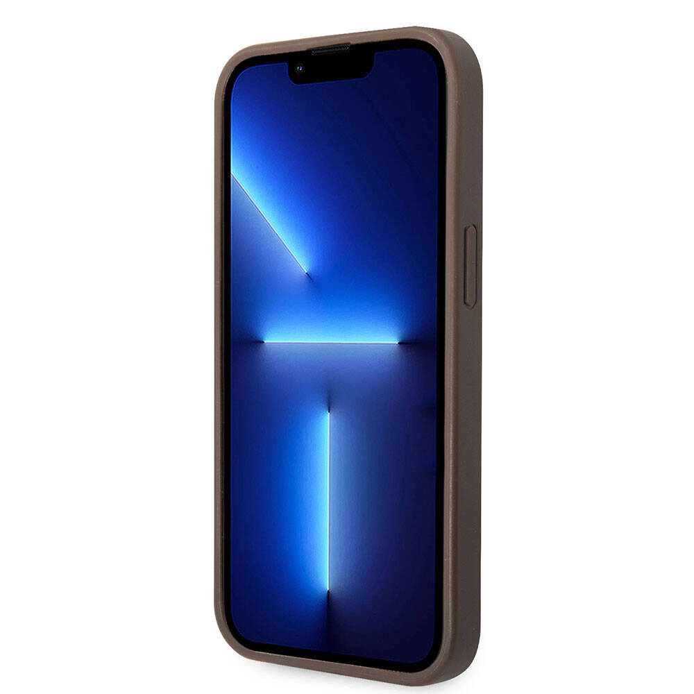 Guess iPhone 15 Plus Orjinal Lisanslı PU Deri Yazı ve 4G Metal Logolu Desenli Telefon Kılıfı - 11