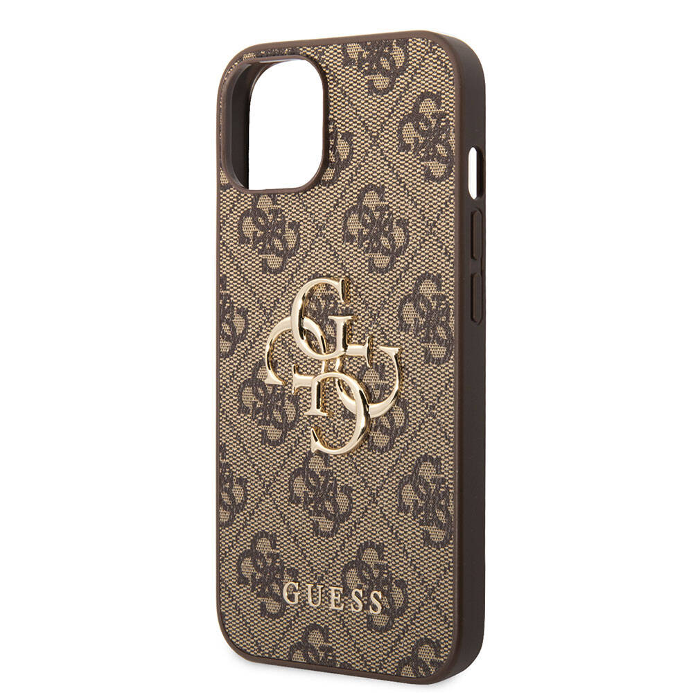Guess iPhone 15 Plus Orjinal Lisanslı PU Deri Yazı ve 4G Metal Logolu Desenli Telefon Kılıfı - 12