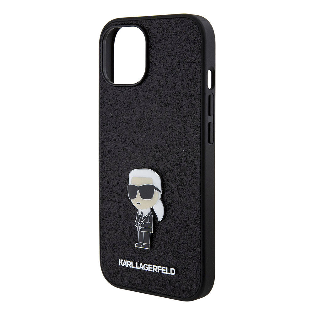 Karl Lagerfeld iPhone 15 Plus İkonik Fixed Glitter Metal Logo Orjinal Lisanslı Telefon Kılıfı - 4
