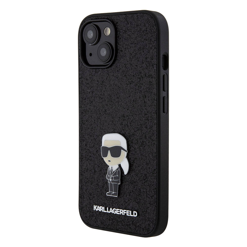 Karl Lagerfeld iPhone 15 Plus İkonik Fixed Glitter Metal Logo Orjinal Lisanslı Telefon Kılıfı - 3
