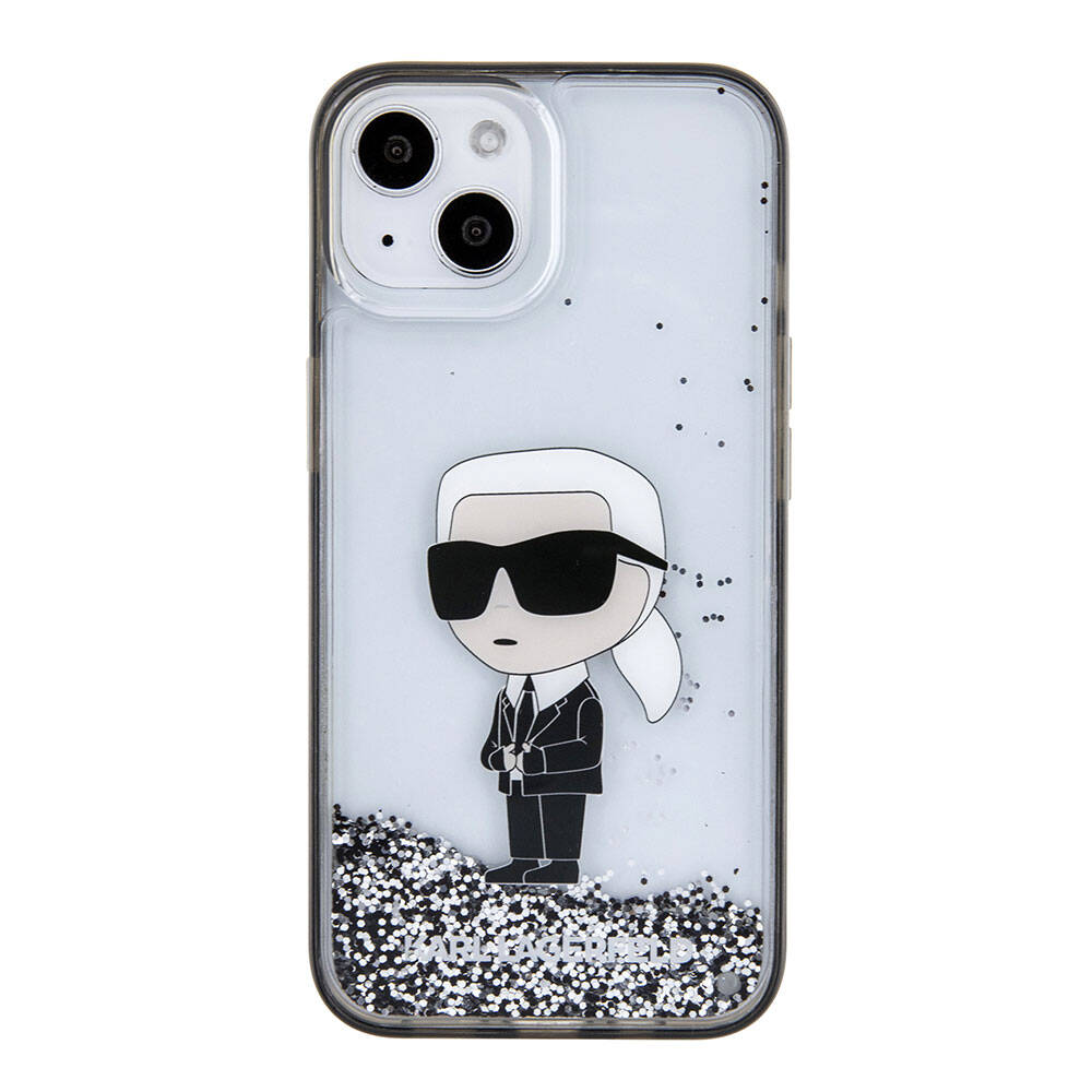 Karl Lagerfeld iPhone 15 Plus Kılıf İkonik Sıvılı Glitter Orjinal Lisanslı Telefon Kılıfı - 4