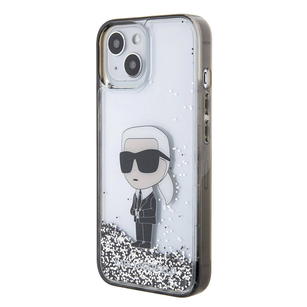 Karl Lagerfeld iPhone 15 Plus Kılıf İkonik Sıvılı Glitter Orjinal Lisanslı Telefon Kılıfı - 3