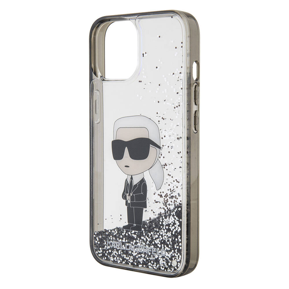 Karl Lagerfeld iPhone 15 Plus Kılıf İkonik Sıvılı Glitter Orjinal Lisanslı Telefon Kılıfı - 5