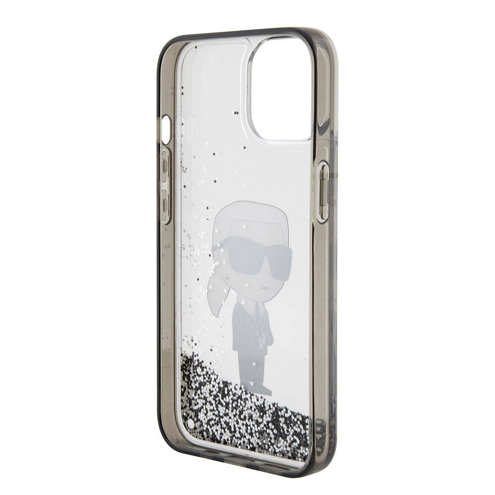 Karl Lagerfeld iPhone 15 Plus Kılıf İkonik Sıvılı Glitter Orjinal Lisanslı Telefon Kılıfı - 6