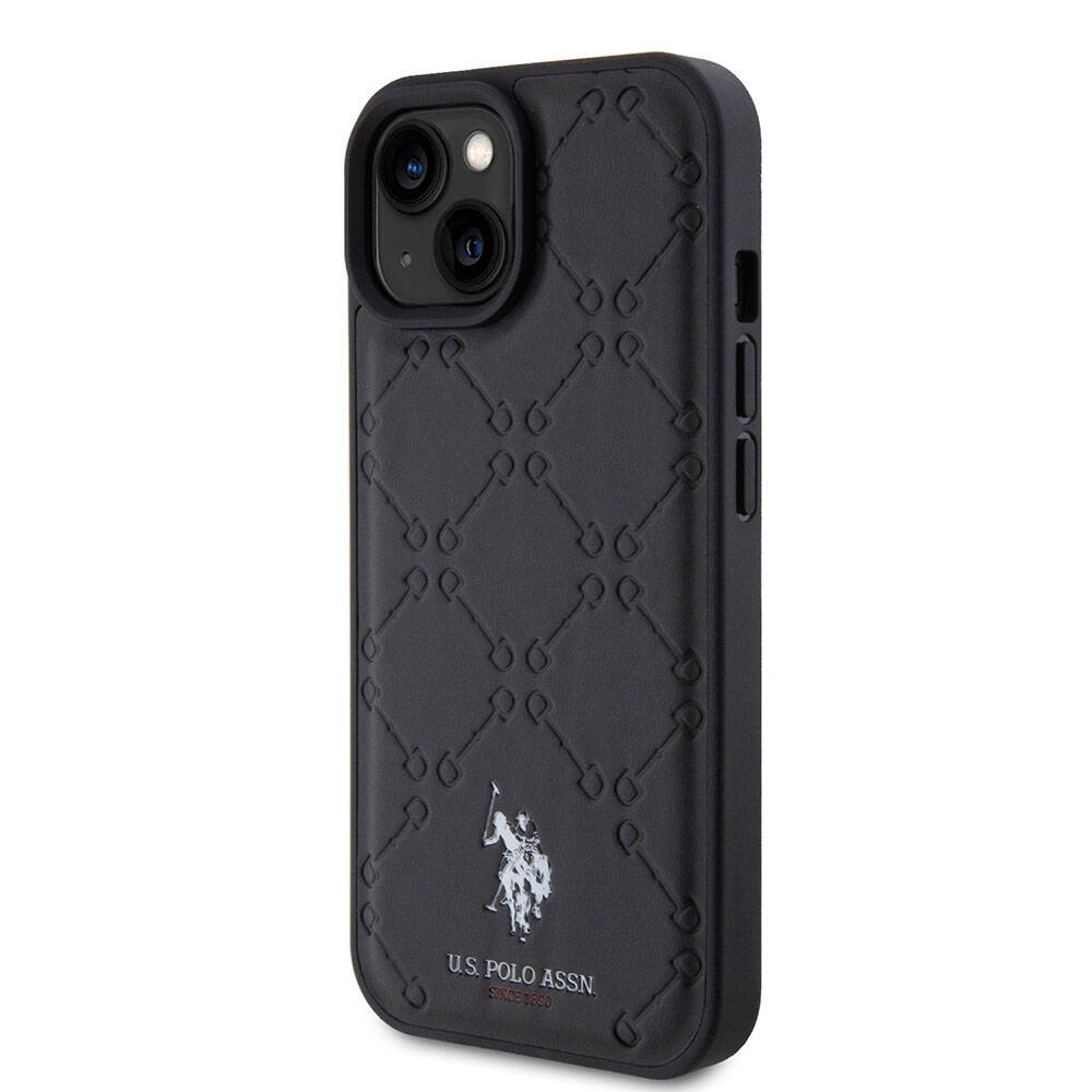 U.S. Polo Assn. iPhone 15 Plus Orjinal Lisanslı HS Desenli Baskı Logolu Suni Deri Kılıf