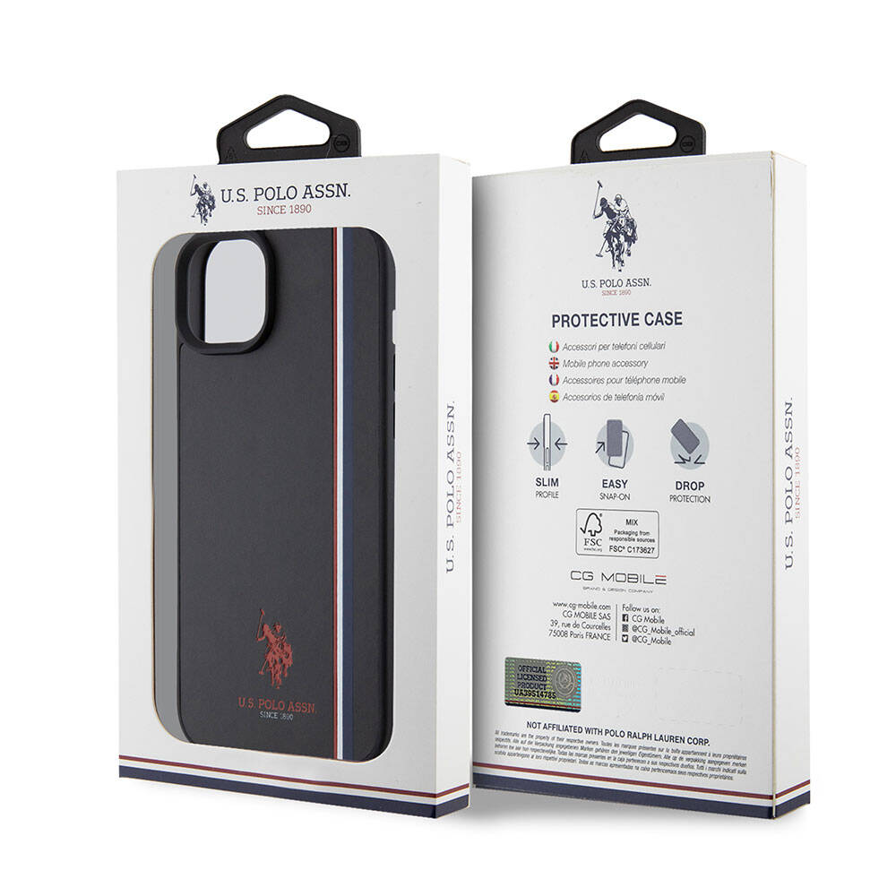 U.S. Polo Assn. iPhone 15 Plus Orjinal Lisanslı Üç Renk Şerit Tasarımlı Baskı Logolu Telefon Kılıfı - 8