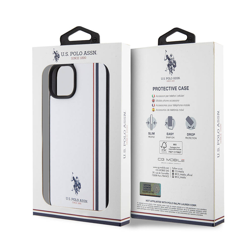 U.S. Polo Assn. iPhone 15 Plus Orjinal Lisanslı Üç Renk Şerit Tasarımlı Baskı Logolu Telefon Kılıfı - 15