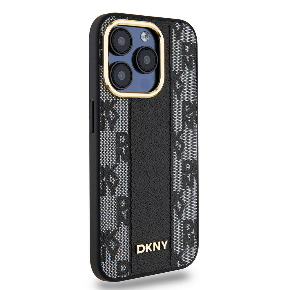 DKNY iPhone 15 Pro Orjinal Lisanslı M-safe Şarj Özellikli 3D Yazılı Checkered Pattern Kılıf