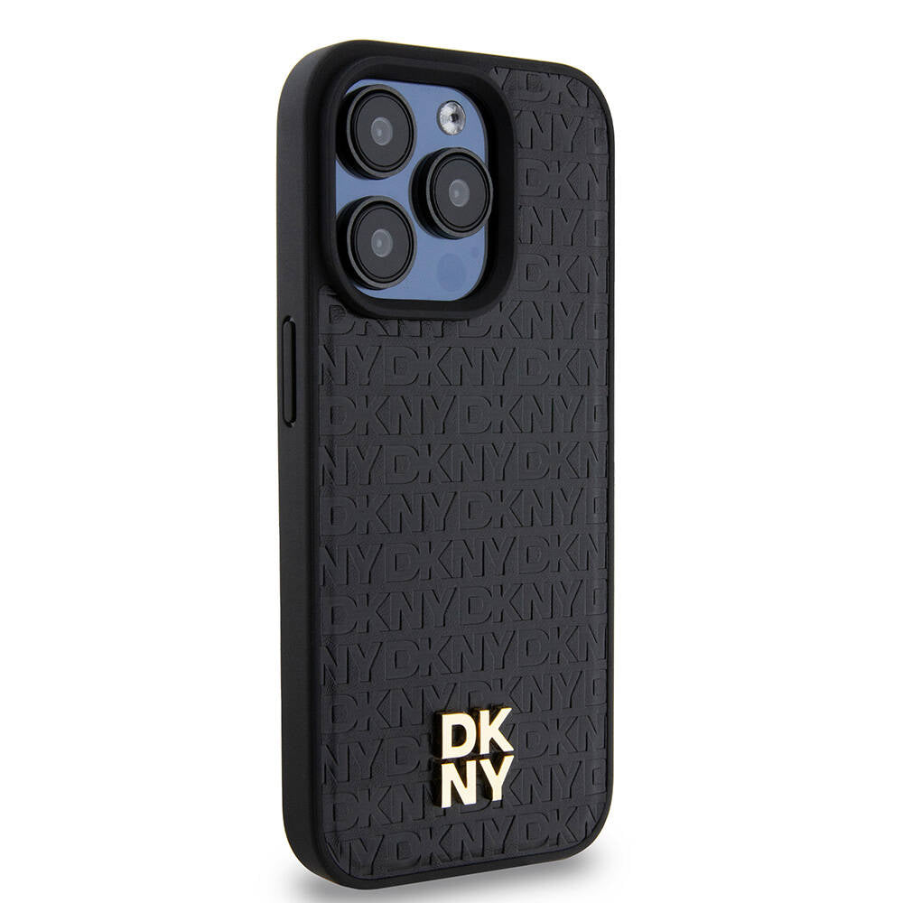 DKNY iPhone 15 Pro Orjinal Lisanslı M-safe Şarj Özellikli 3D Yazılı Repeat Pattern Kılıf
