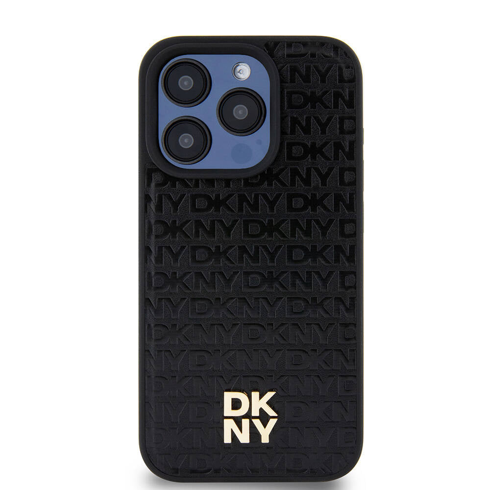 DKNY iPhone 15 Pro Orjinal Lisanslı M-safe Şarj Özellikli 3D Yazılı Repeat Pattern Kılıf