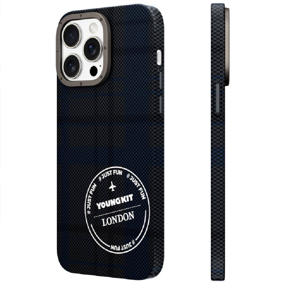 Youngkit Gezhi Serisi iPhone 15 Pro Ekose Desenli Telefon Kılıfı - 5