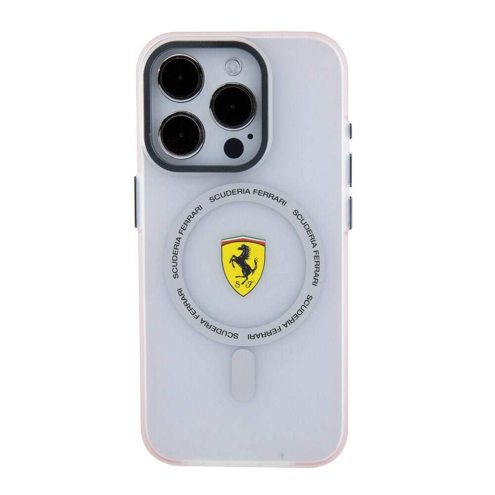 Ferrari iPhone 15 Pro Orjinal Lisanslı M-safe Şarj Özellikli Kontrast Bumper SF Ring Kılıf
