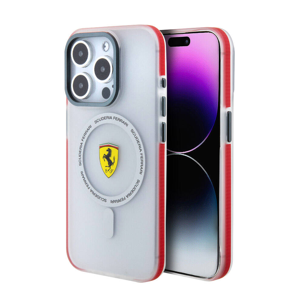 Ferrari iPhone 15 Pro Orjinal Lisanslı M-safe Şarj Özellikli Kontrast Bumper SF Ring Kılıf