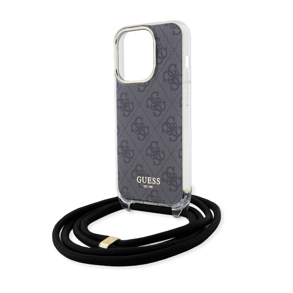 Guess iPhone 15 Pro Orjinal Lisanslı Çapraz Kordon 4G Desenli Kılıf