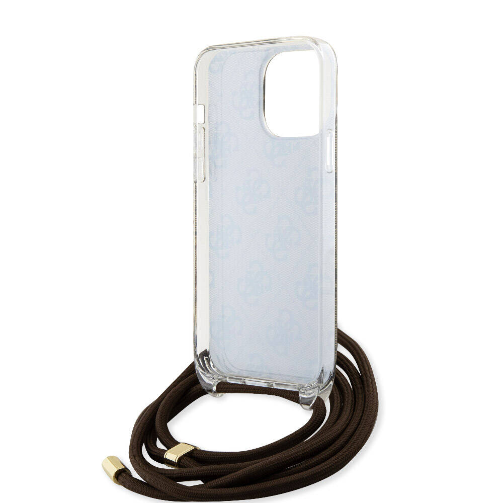 Guess iPhone 15 Pro Orjinal Lisanslı Çapraz Kordon 4G Desenli Kılıf