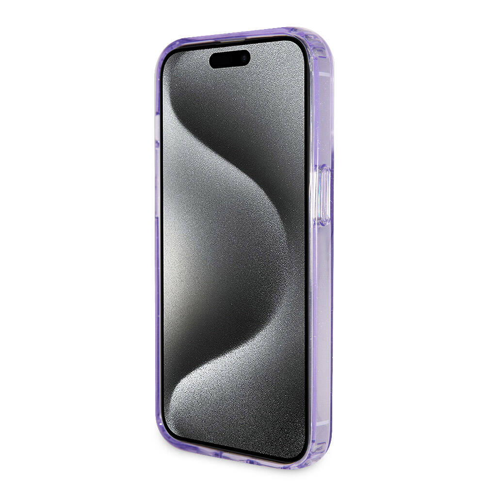 Guess iPhone 15 Pro Orjinal Lisanslı Magsafe Şarj Özellikli Simli Arka Yüzey Ring Standlı Telefon Kılıfı - 26