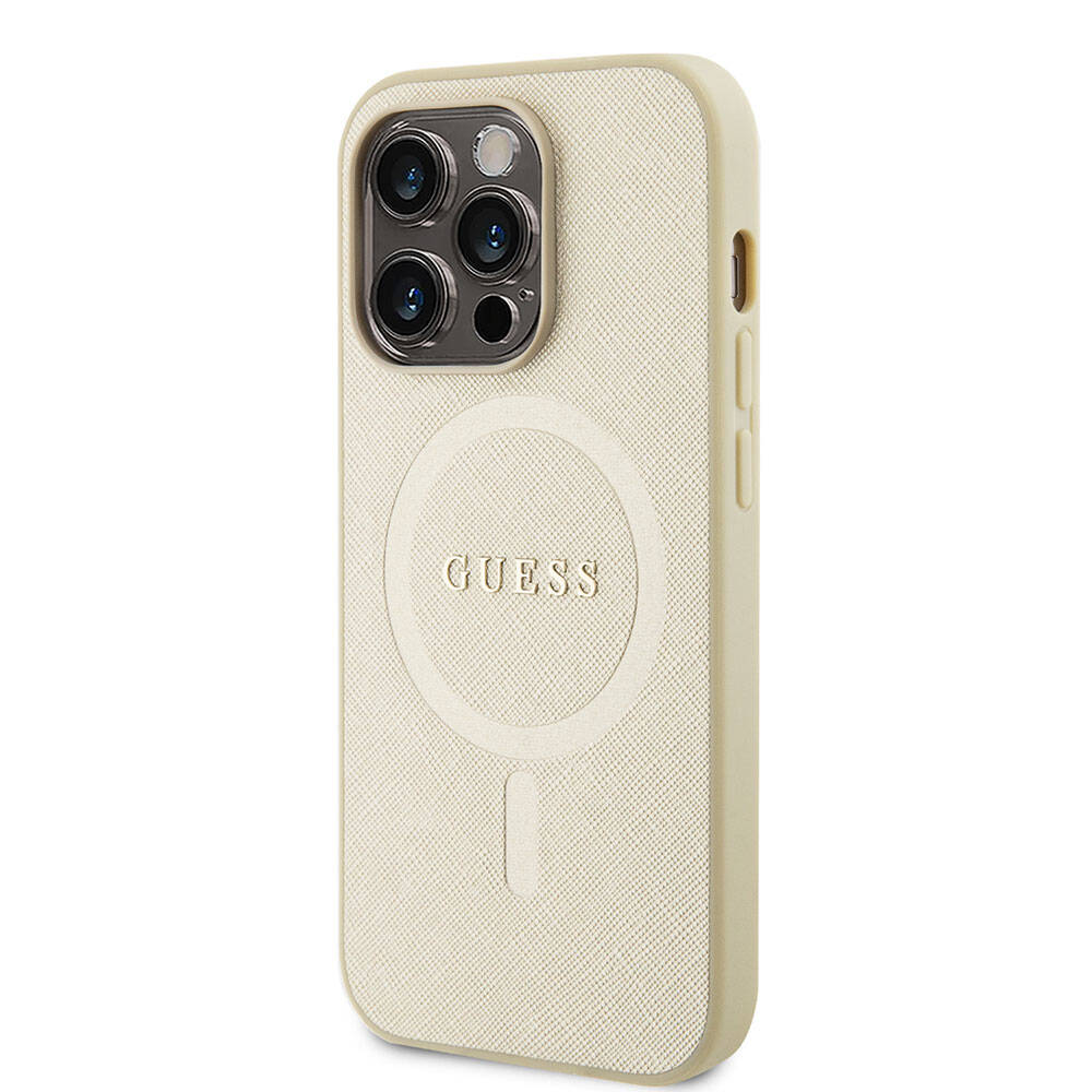 Guess iPhone 15 Pro Orjinal Lisanslı Magsafe Şarj Özellikli Yazı Logolu Saffiano Telefon Kılıfı - 2
