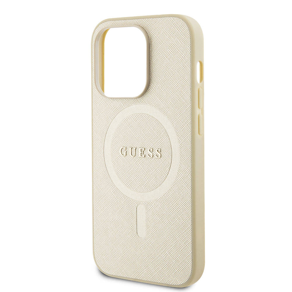 Guess iPhone 15 Pro Orjinal Lisanslı Magsafe Şarj Özellikli Yazı Logolu Saffiano Telefon Kılıfı - 5