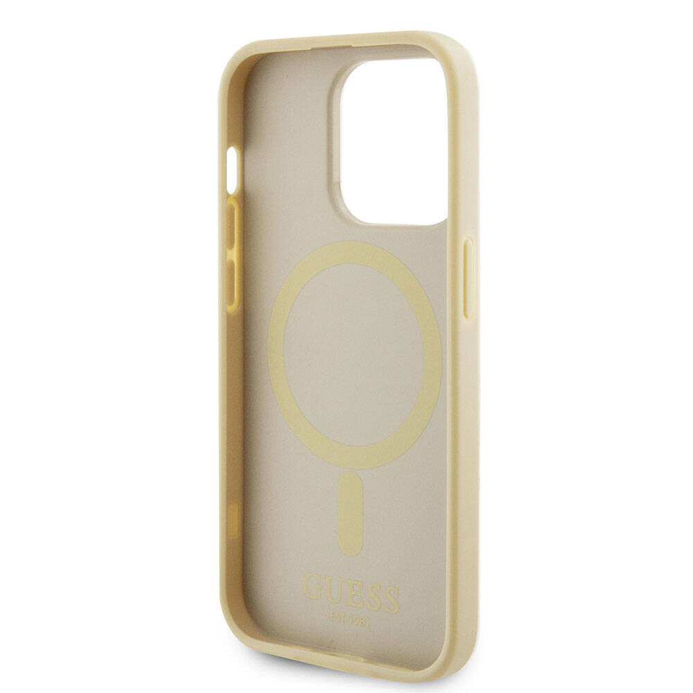 Guess iPhone 15 Pro Orjinal Lisanslı Magsafe Şarj Özellikli Yazı Logolu Saffiano Telefon Kılıfı - 6