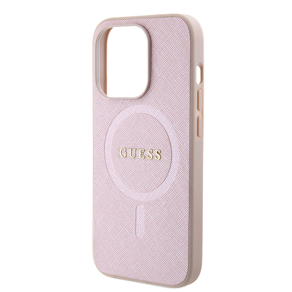 Guess iPhone 15 Pro Orjinal Lisanslı Magsafe Şarj Özellikli Yazı Logolu Saffiano Telefon Kılıfı - 11