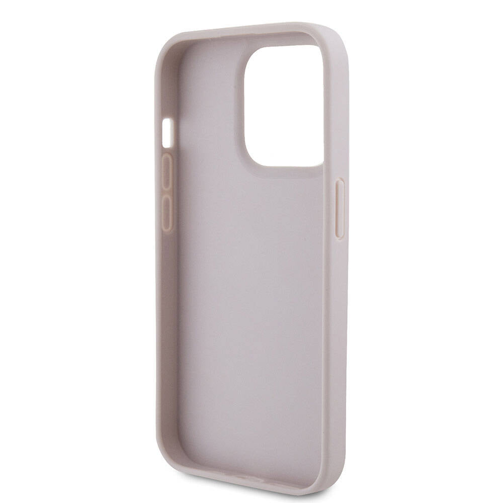 Guess iPhone 15 Pro Orjinal Lisanslı PU Deri Taşlı Üçgen Logo 4G Desenli Strass Telefon Kılıfı - 6