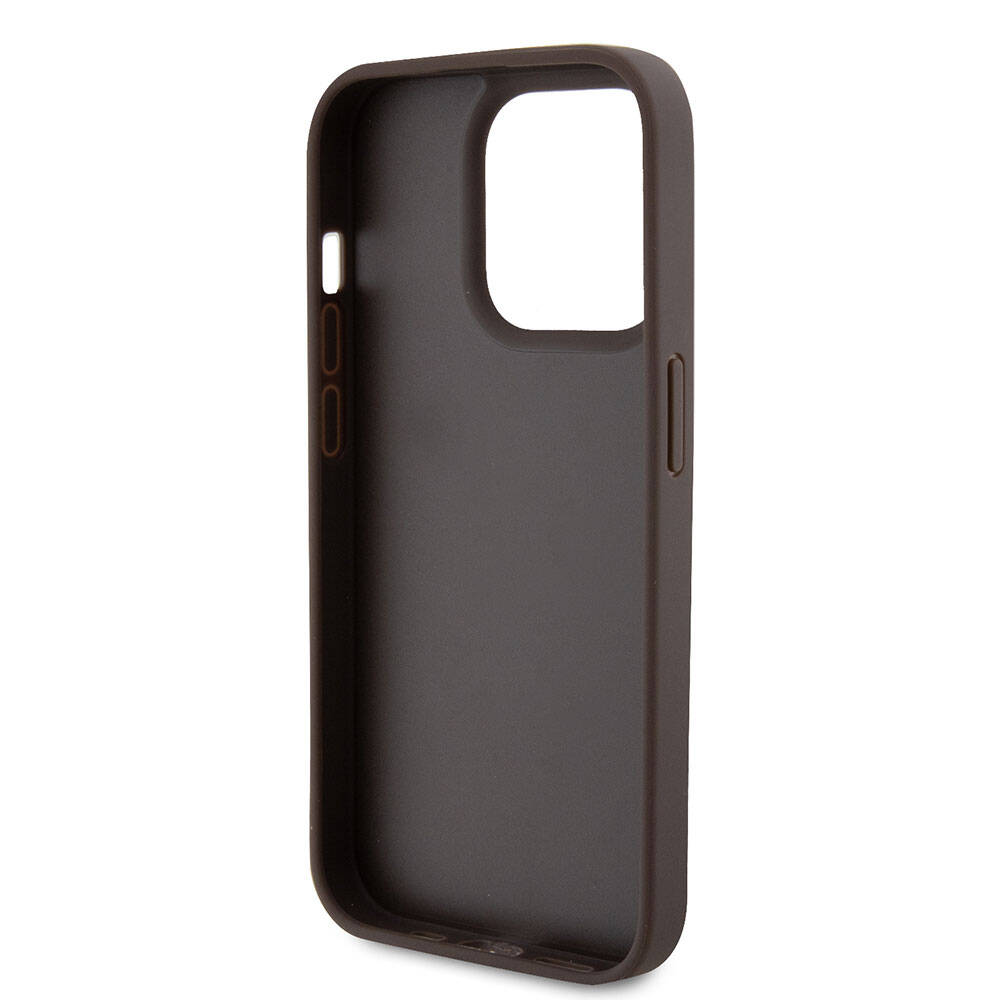 Guess iPhone 15 Pro Orjinal Lisanslı PU Deri Taşlı Üçgen Logo 4G Desenli Strass Telefon Kılıfı - 20