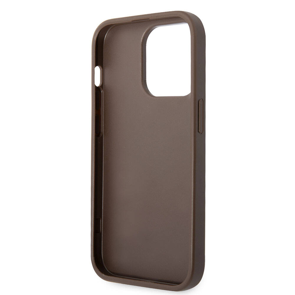 Guess iPhone 15 Pro Orjinal Lisanslı PU Deri Yazı ve 4G Metal Logolu Desenli Telefon Kılıfı - 6