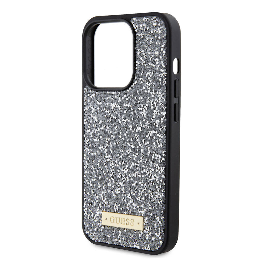 Guess iPhone 15 Pro Orjinal Lisanslı Taşlı Arka Yüzey Metal Yazı Logolu Telefon Kılıfı - 5