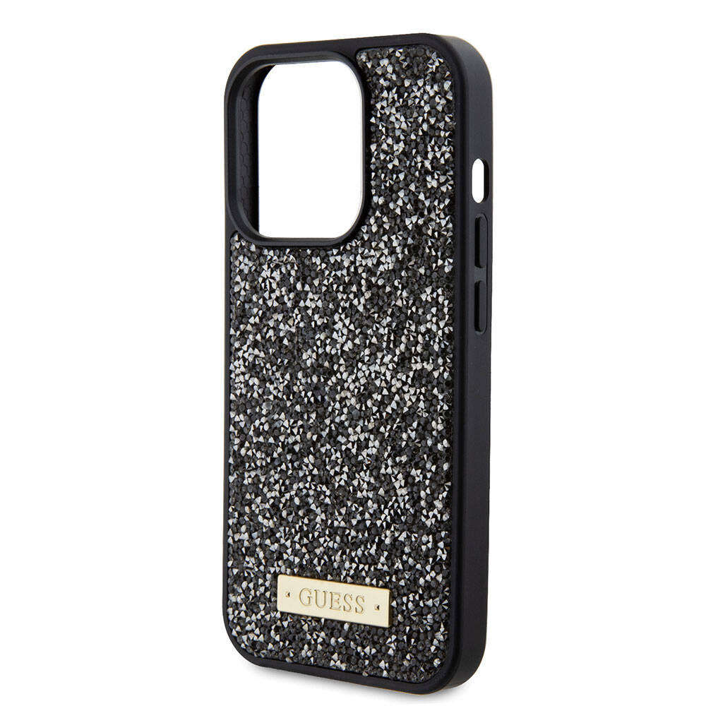 Guess iPhone 15 Pro Orjinal Lisanslı Taşlı Arka Yüzey Metal Yazı Logolu Telefon Kılıfı - 16