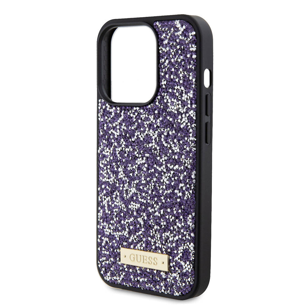 Guess iPhone 15 Pro Orjinal Lisanslı Taşlı Arka Yüzey Metal Yazı Logolu Telefon Kılıfı - 17