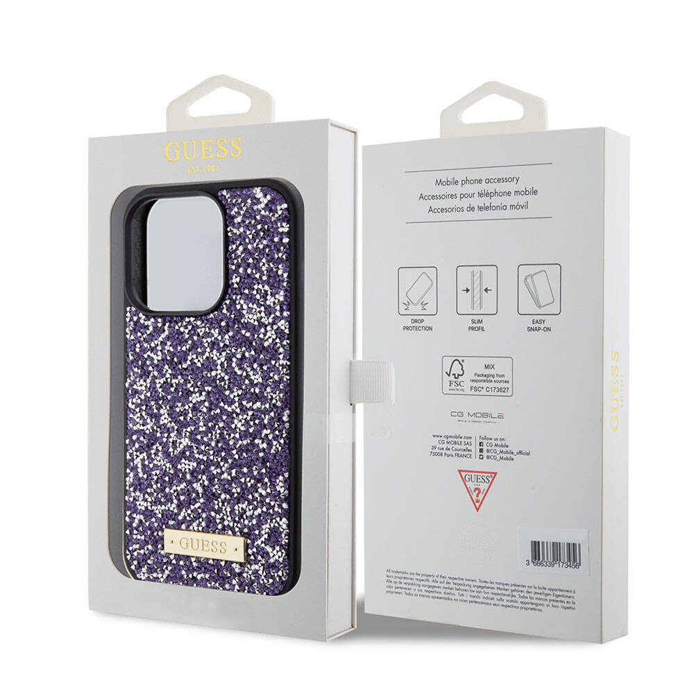 Guess iPhone 15 Pro Orjinal Lisanslı Taşlı Arka Yüzey Metal Yazı Logolu Telefon Kılıfı - 21