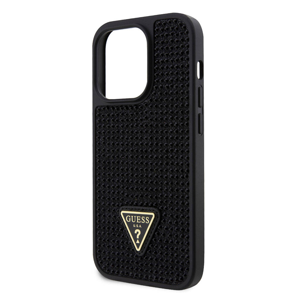 Guess iPhone 15 Pro Orjinal Lisanslı Taşlı Arka Yüzey Üçgen Logolu Telefon Kılıfı - 6