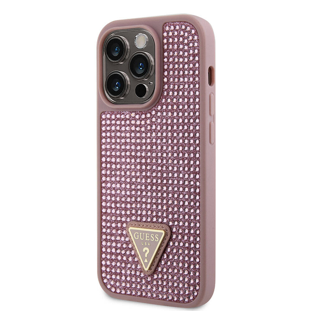 Guess iPhone 15 Pro Orjinal Lisanslı Taşlı Arka Yüzey Üçgen Logolu Telefon Kılıfı - 16