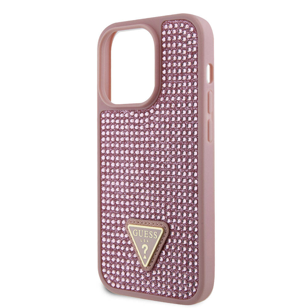 Guess iPhone 15 Pro Orjinal Lisanslı Taşlı Arka Yüzey Üçgen Logolu Telefon Kılıfı - 20