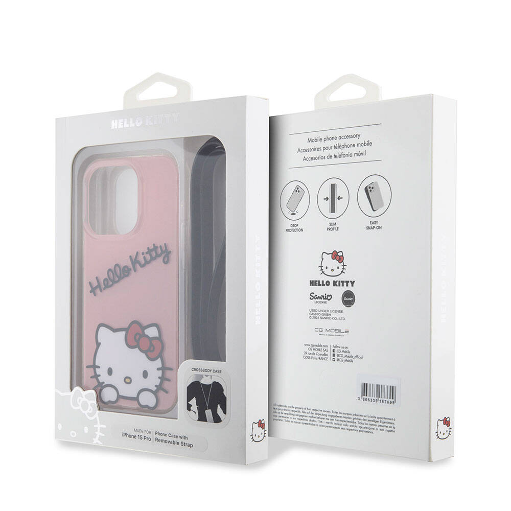 Hello Kitty iPhone 15 Pro Orjinal Lisanslı Askılı Yazı ve İkonik Logolu Daydreaming Kılıf
