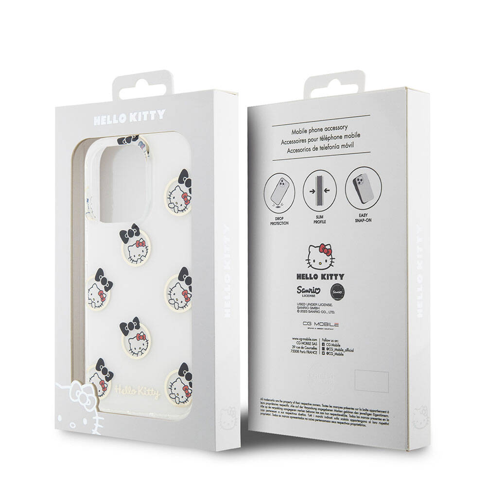 Hello Kitty iPhone 15 Pro Orjinal Lisanslı Elektroplating Kaplama Kabarcık Baskılı Kılıf