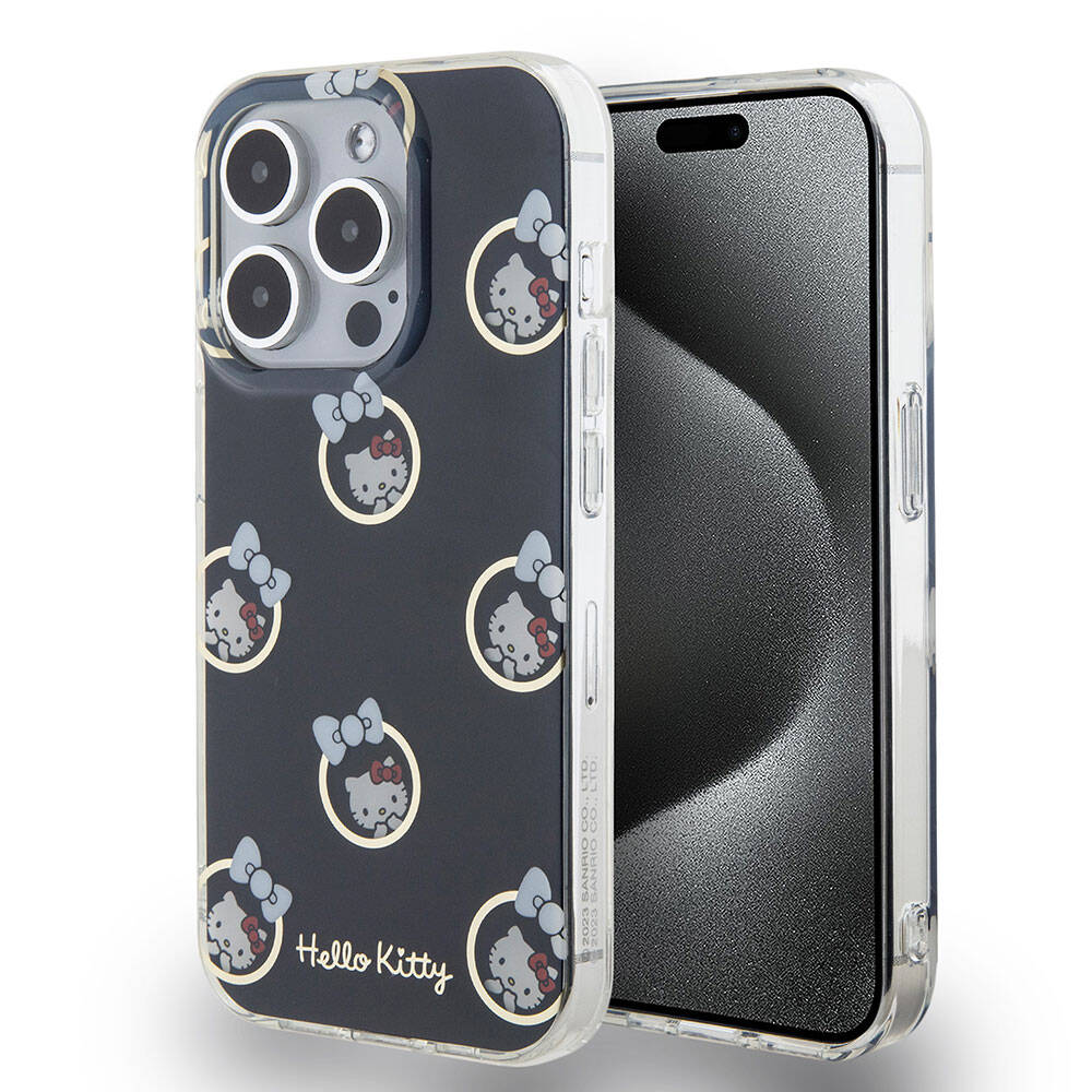 Hello Kitty iPhone 15 Pro Orjinal Lisanslı Elektroplating Kaplama Kabarcık Baskılı Kılıf