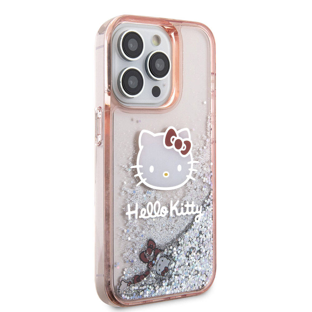 Hello Kitty iPhone 15 Pro Orjinal Lisanslı İkonik Sıvılı Glitter Telefon Kılıfı